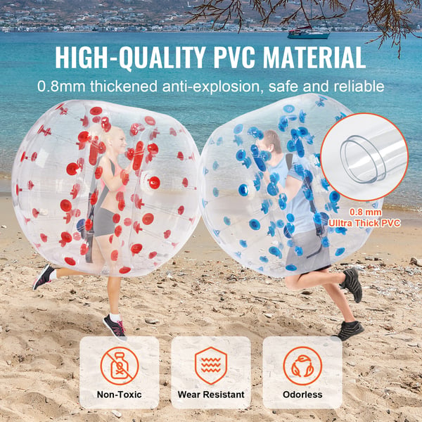 Oppustelige Bumper Balls, 150x120 cm, Rød & Blå, PVC