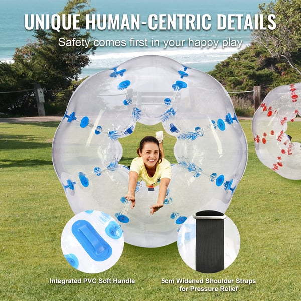 Oppustelige Bumper Balls, 150x120 cm, Rød & Blå, PVC