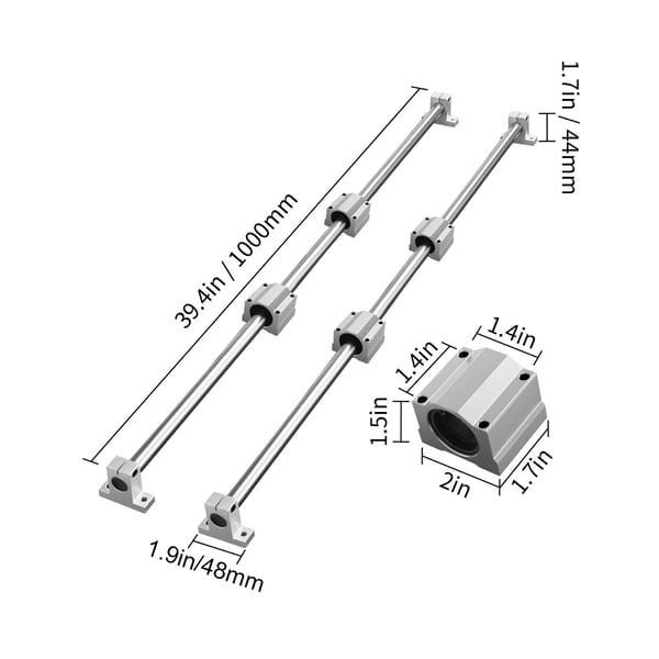 Linear Guide Rail Set SFC16 100x9,6x4,4 cm, Lagerkit, Stål