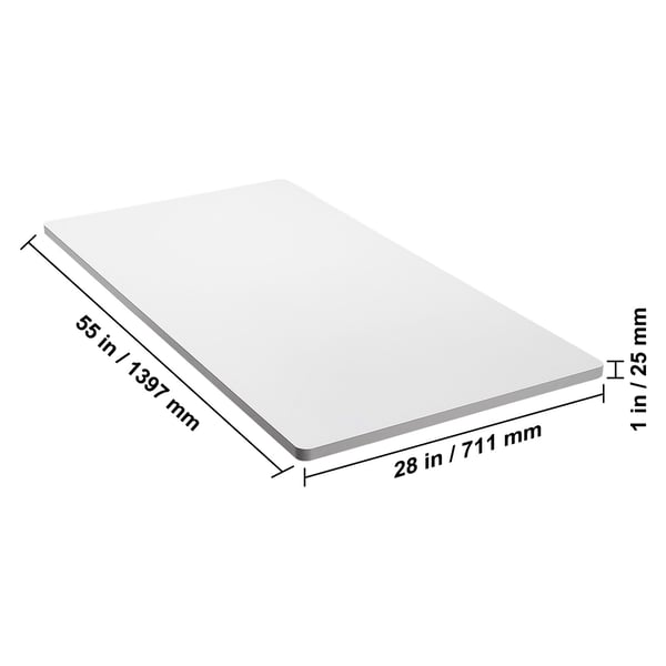 Bordplade, 139.7x71.1x2.5 cm, Hvid, Spånplade