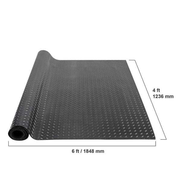 Gulvrulle i gummi, 3x121,9x182,9 cm, Sort, SBR-gummi