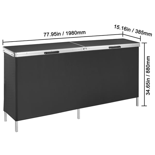Podiumbord, 198x38.5x88 cm, Sort, Sammenklappelig Opbevaring
