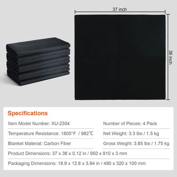 Hitsauspeite, 950x910x3 mm, palosuojattu, hiilikuitu, 4 kpl setti