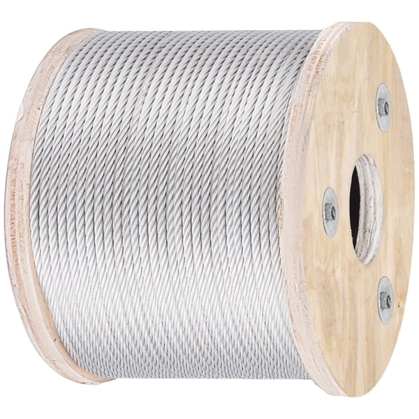 Stålwire, 304 rustfrit stål, 76 m, sølv, kabel