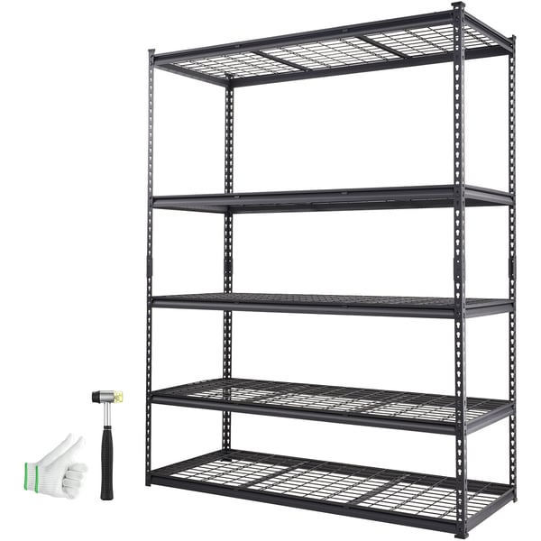 Opbevaringsreol, 152,4x61x198,1 cm, Sort, Justerbar Metal