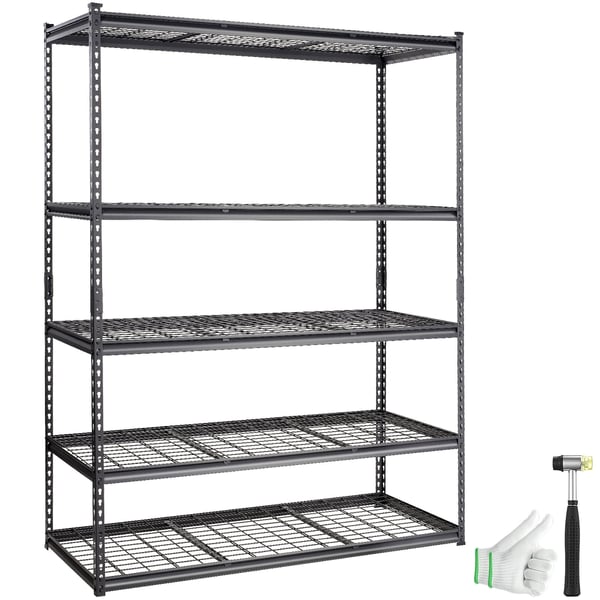 Opbevaringsreol, 152,4x61x198,1 cm, Sort, Justerbar Metal
