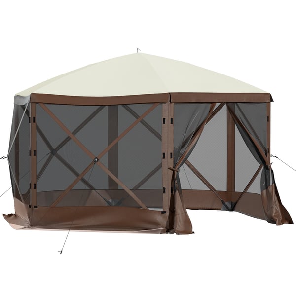 Havepavillon, 6-sidet pop-up telt med netvinduer, 305x305x229 cm, udendørs