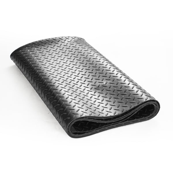 Gulvmåtte i gummi, 3x121,9x457,2 cm, Sort, Diamond Plate, SBR-gummi