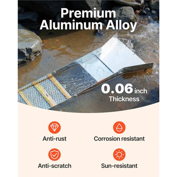 Sluice Box, 127x23x6,5 cm, Aluminium, Sammenklappelig
