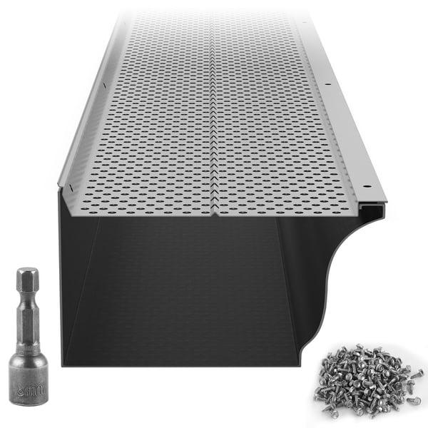 Rännskydd, Aluminium Lövfilter, 122x15,2x1,6 cm, Silver, Gör-det-själv-installation