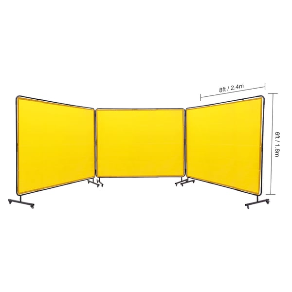 Svejseskærm, 3-panel flammehæmmende vinyl 183x244 cm, gul