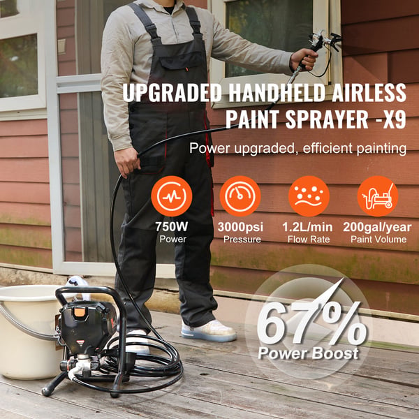 Airless färgspruta 750W 3000PSI hög effektivitet elektrisk, handhållen