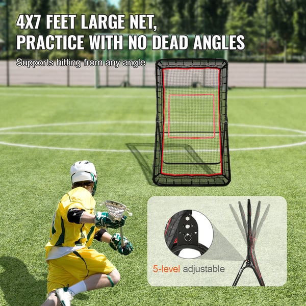 Lacrosse-palautusseinä, 1219.2x2133.6 mm, säädettävä kulma, harjoitusverkko