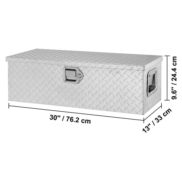 Værktøjskasse til lad, 76,2x33x24,4 cm, sølv, opbevaring i aluminium