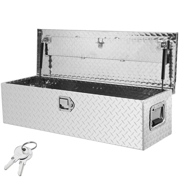 Værktøjskasse til lad 99,1x33x25,4 cm sølvfarvet aluminium opbevaring