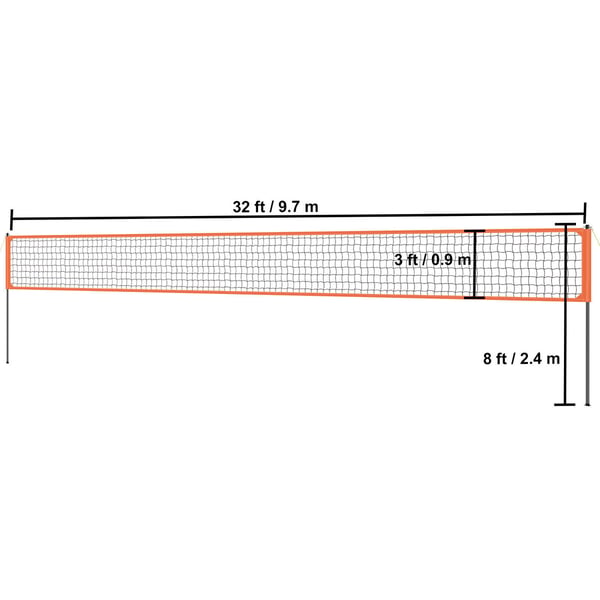 Volleyballnet-system, justerbare aluminiumsstænger 975x91 cm gul, udendørs sport