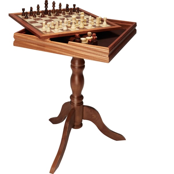 Spelbord, 3-i-1 Schack Dam Backgammon, 65x65x67,6 cm, Trä