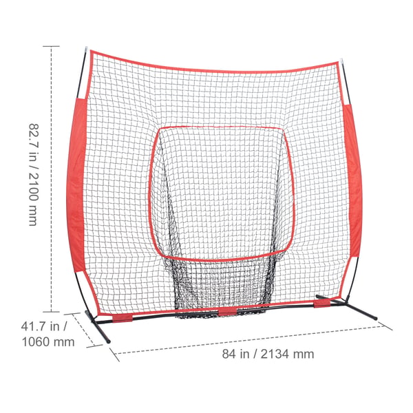 Baseball- ja softball-harjoitusverkko, 213,4x213,4 cm, kannettava harjoitusverkko