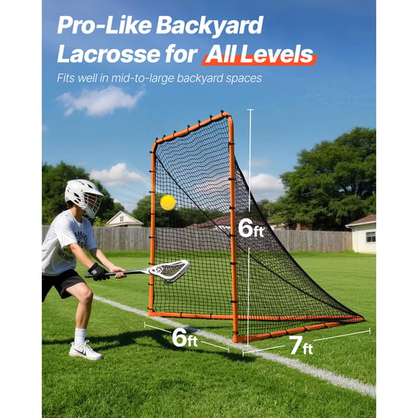 Lacrosse-mål, 196x186x215 cm, Orange, Stålramme, Sammenklappelig