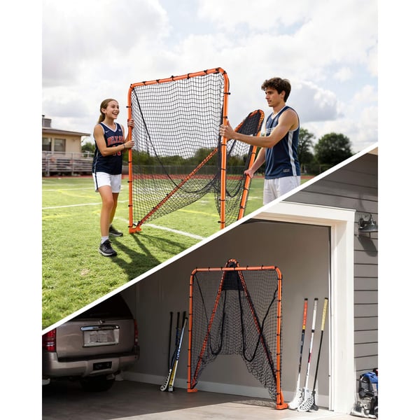 Lacrosse-mål, 196x186x215 cm, Orange, Stålramme, Sammenklappelig