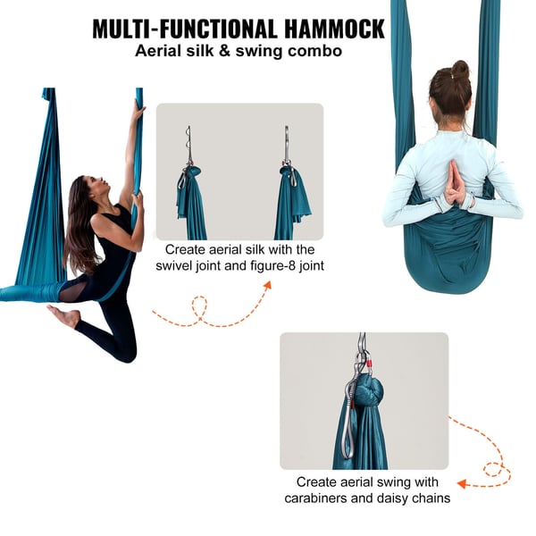 Aerial Yoga Hængekøje, 5x2,8 m, Grøn, Nylonstof