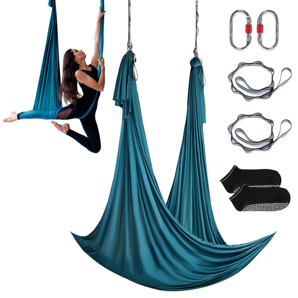 Aerial Yoga Hængekøje, 5x2,8 m, Grøn, Nylonstof
