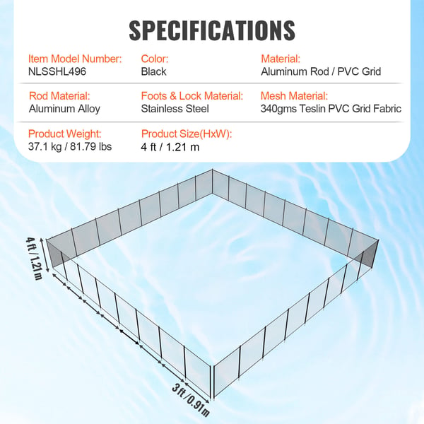Poolstängsel, 1,21x29,26 m, Svart, Avtagbart Teslin PVC-nät