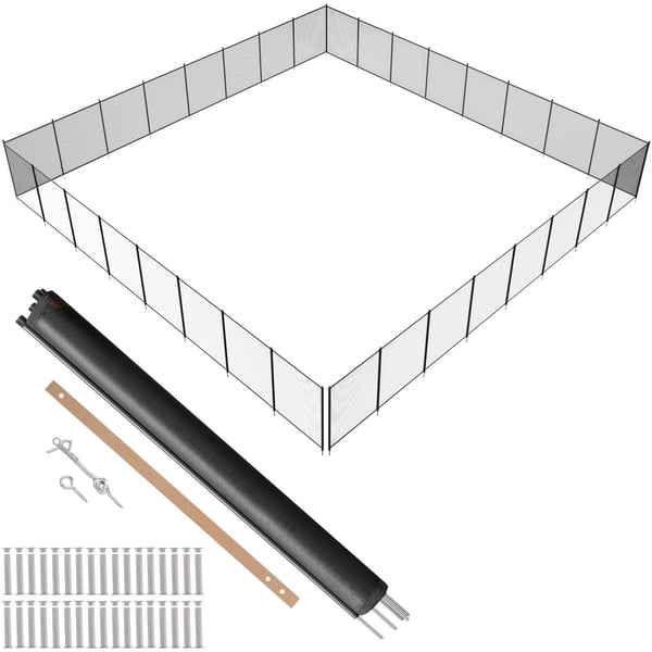 Poolstängsel, 1,21x29,26 m, Svart, Avtagbart Teslin PVC-nät