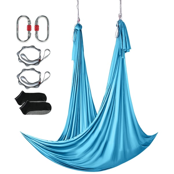 Aerial Yoga Hängmatta, 5x2,8 m, Blå, Nylonväv
