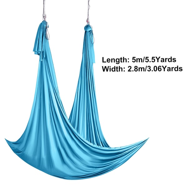 Aerial Yoga Hängmatta, 5x2,8 m, Blå, Nylonväv