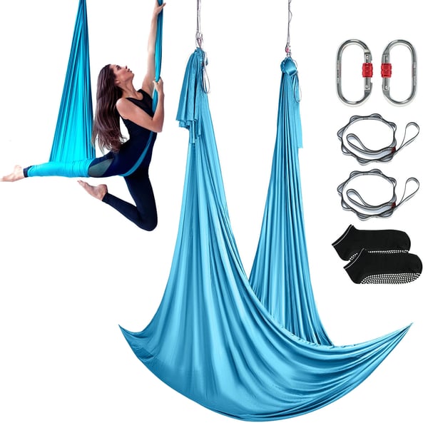 Aerial Yoga Hängmatta, 5x2,8 m, Blå, Nylonväv