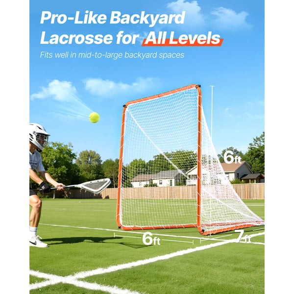 Lacrosse-maali, 182.8x182.8x205 cm, oranssi, teräsrunko