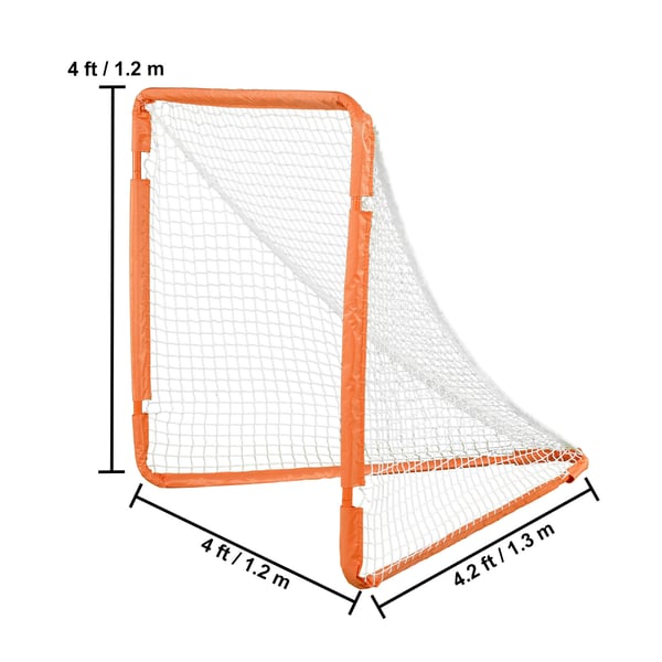 Lacrosse-maali, 128x125x131 cm, oranssi, taitettava rautarunko
