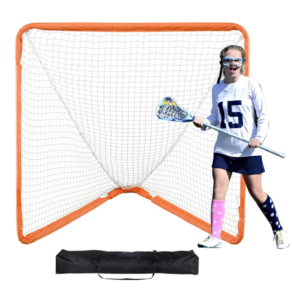 Lacrosse-maali, 128x125x131 cm, oranssi, taitettava rautarunko