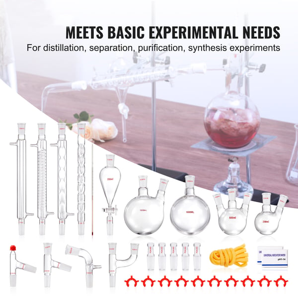 Destillationssats, 1000ml 32-delars glasset, laboratorieutrustning