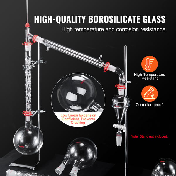 Destillationssats, 1000ml 32-delars glasset, laboratorieutrustning