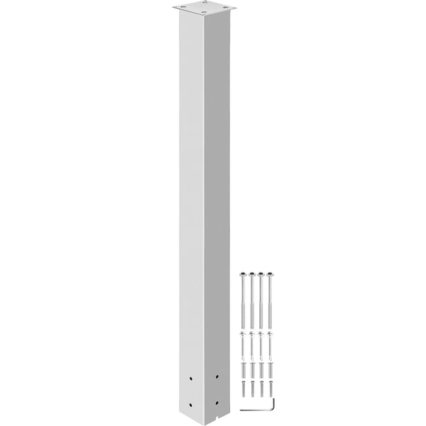 Postkasse Stander, 109,5 cm Højde, 12,5x12,5 cm Base, Hvid, Stål