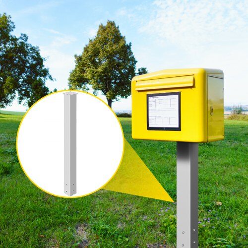 Postkasse Stander, 109,5 cm Højde, 12,5x12,5 cm Base, Hvid, Stål