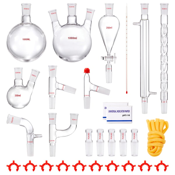 Destillationssats, 1000ml borosilikatglas eterisk olja apparat, laboratorieutrustning