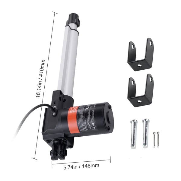 Lineær aktuator 20,3 cm, Heavy Duty, 410x80x146 mm, IP44, aluminium