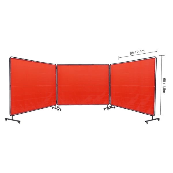 Svejseskærm, 3-panel flammehæmmende vinyl 180x240 cm, rød