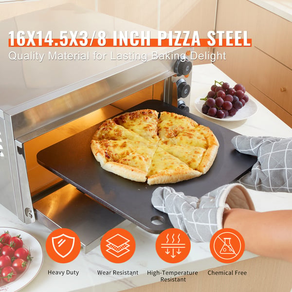 Pizzastål, 40,6x36,8x1 cm, Forbehandlet kulstofstål, Bagesten