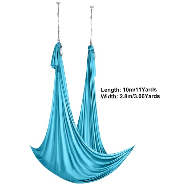 Aerial Yoga Hængekøje, 10x2,8 m, Blå, Nylonstof
