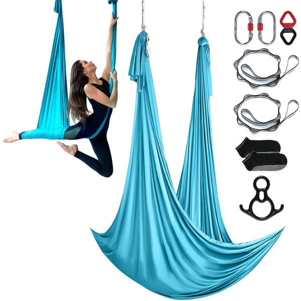Aerial Yoga Hængekøje, 10x2,8 m, Blå, Nylonstof