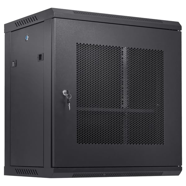 Serverkabinet, 12U vægmonteret, 64x45x60 cm, sort, kabinet