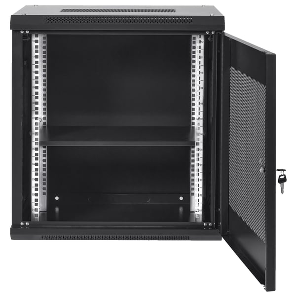 Serverkabinet, 12U vægmonteret, 64x45x60 cm, sort, kabinet