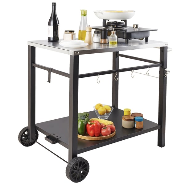 Udendørs grill serveringsvogn, 100x64x83,5 cm, rustfrit stål