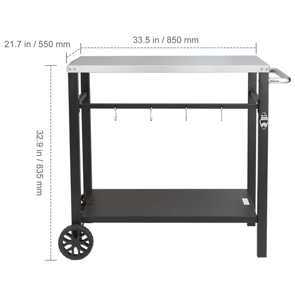 Udendørs grill serveringsvogn, 100x64x83,5 cm, rustfrit stål