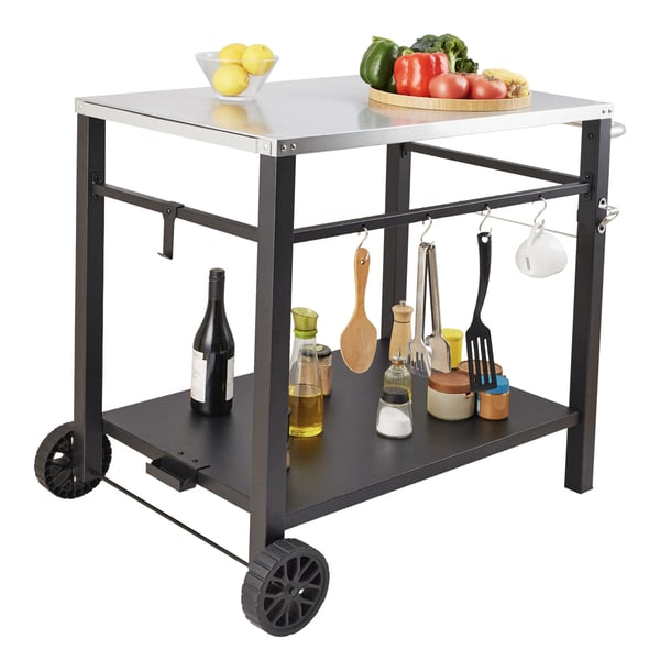 Udendørs grill serveringsvogn, 100x64x83,5 cm, rustfrit stål