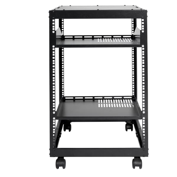 Server Rack, 15U Åben Ramme, 58,5x101,6 cm Justerbar Dybde, Sort, Metal